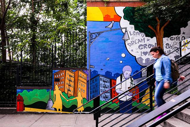 A mural in the Bronx completed through the New York City Mural Arts Project, which centers on reducing stigma around mental health issues.